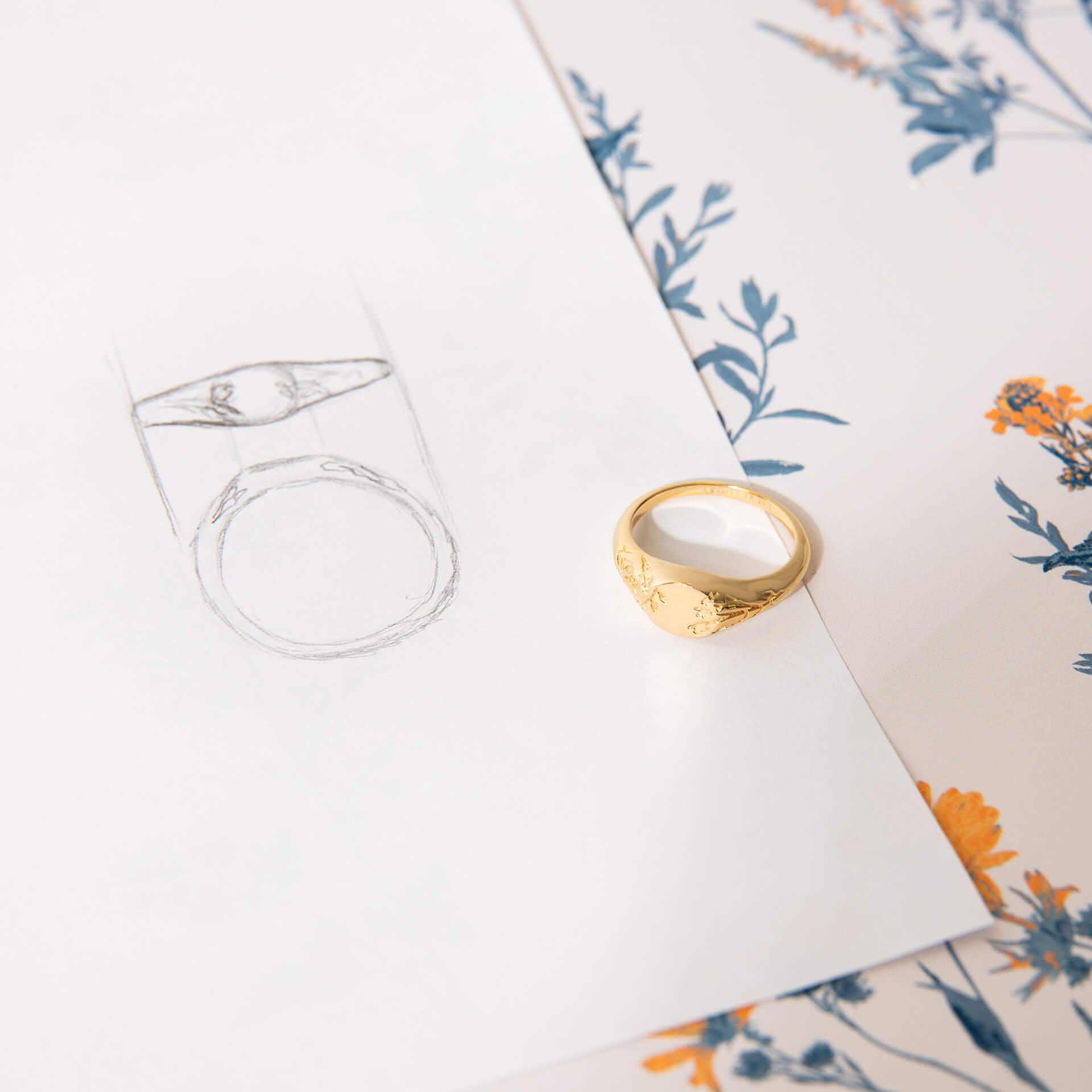 Farlington Flowers Signet Ring
