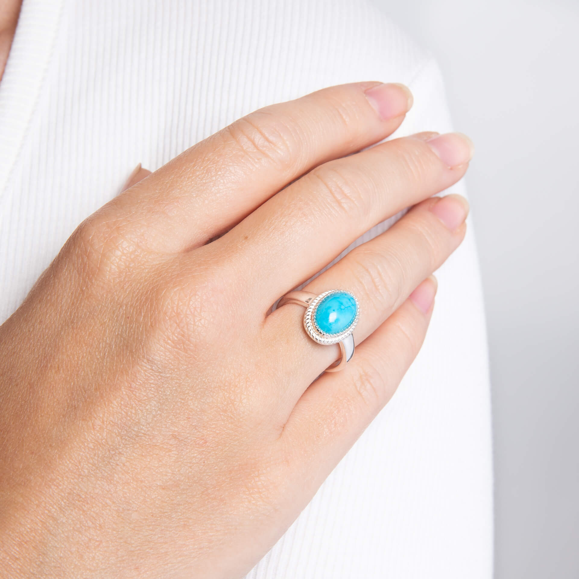 Oval Blue Magnesite Milgrain Ring