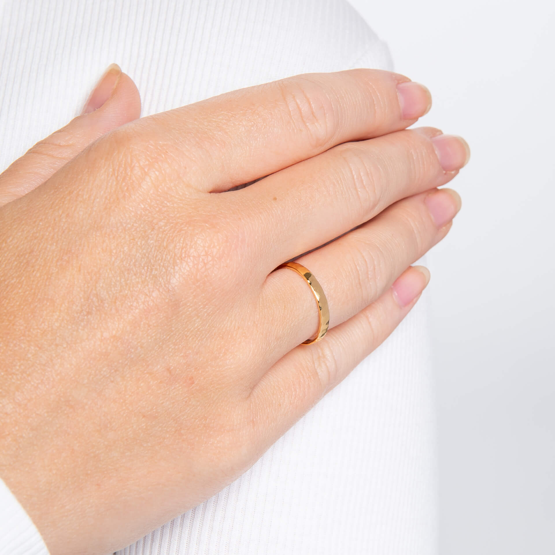 Thin Hammered Band Ring
