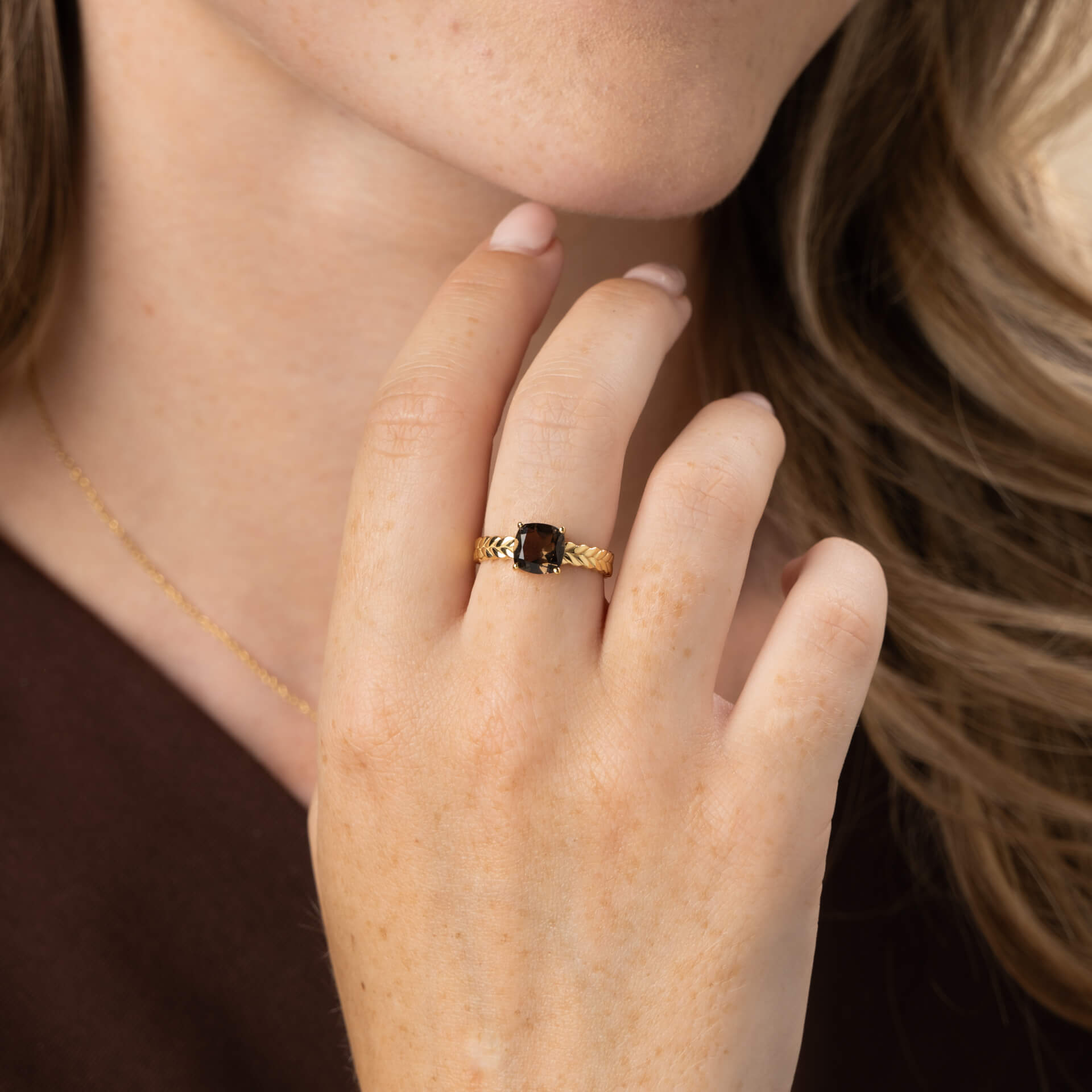 Zelia Stripe Smokey Quartz Ring
