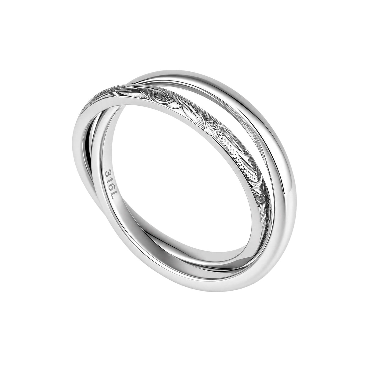 Interlinked Double Band Ring