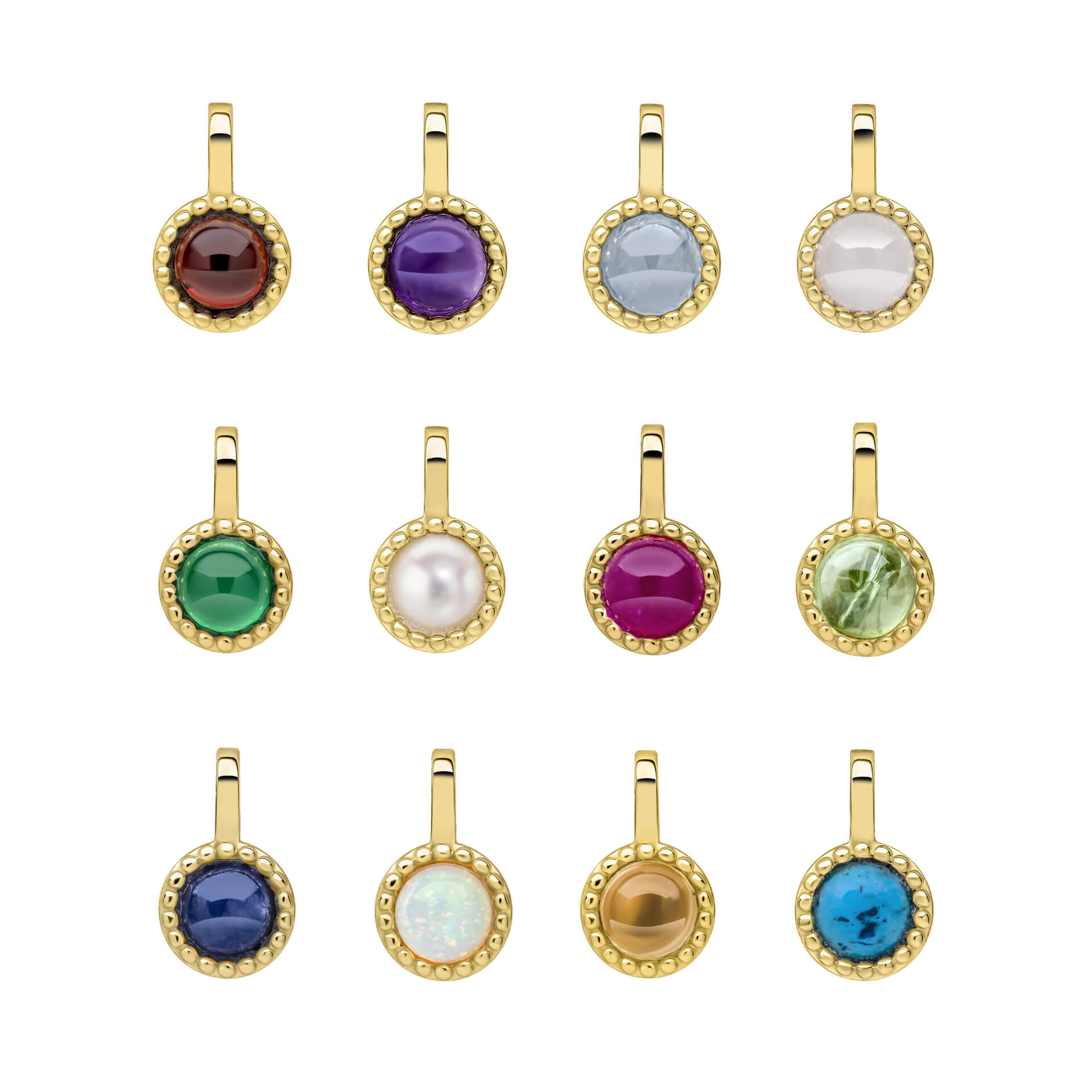 Milgrain Semi-Precious Cabochon Birthstone Pendant Kit