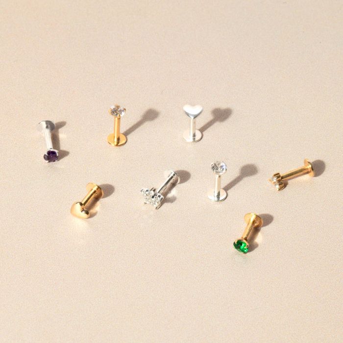 Plain Heart Labret Stud Earring