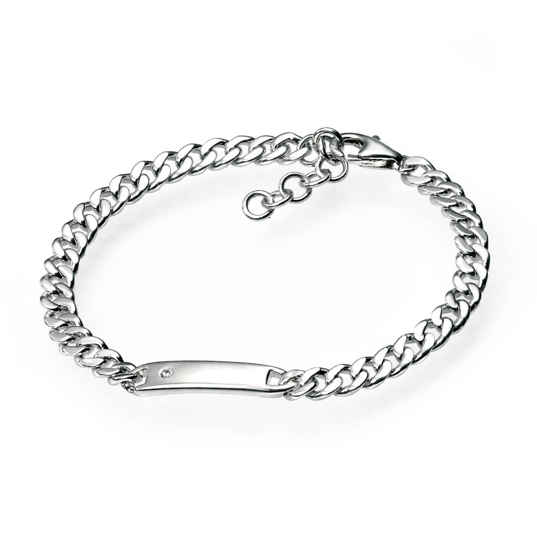 ID Bar Bracelet with Diamond-