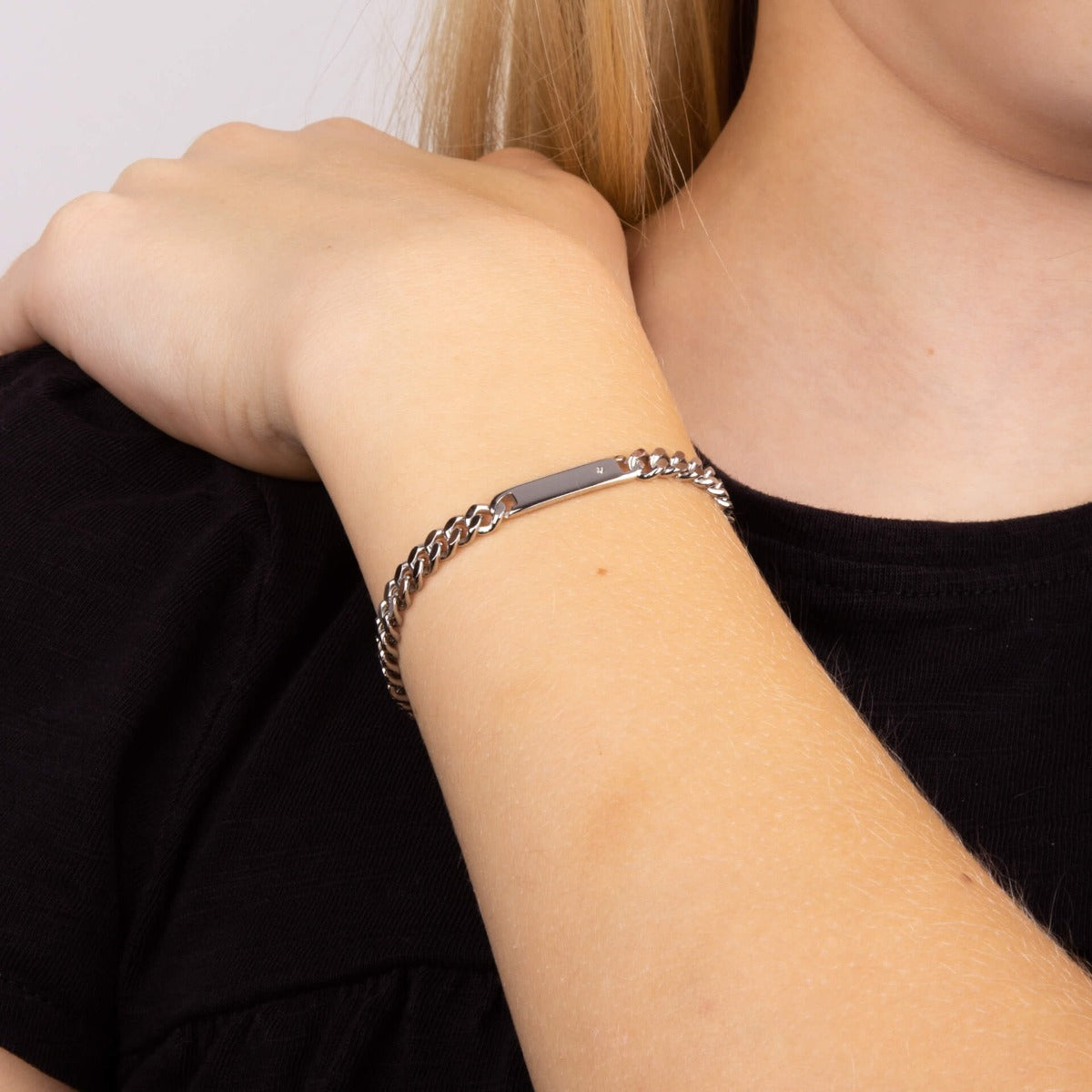 ID Bar Bracelet with Diamond-