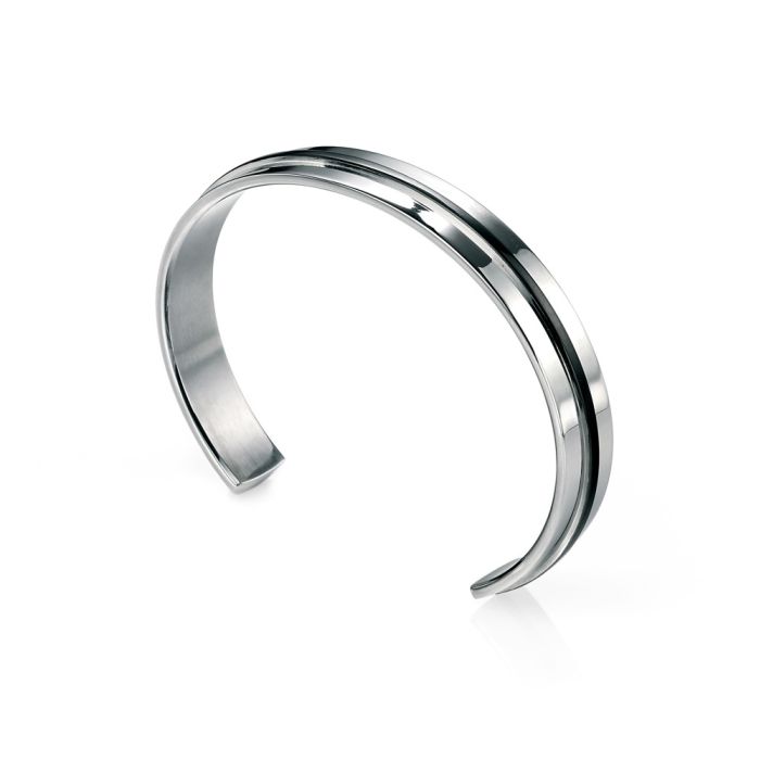 Black IP Detailed Cuff Bangle