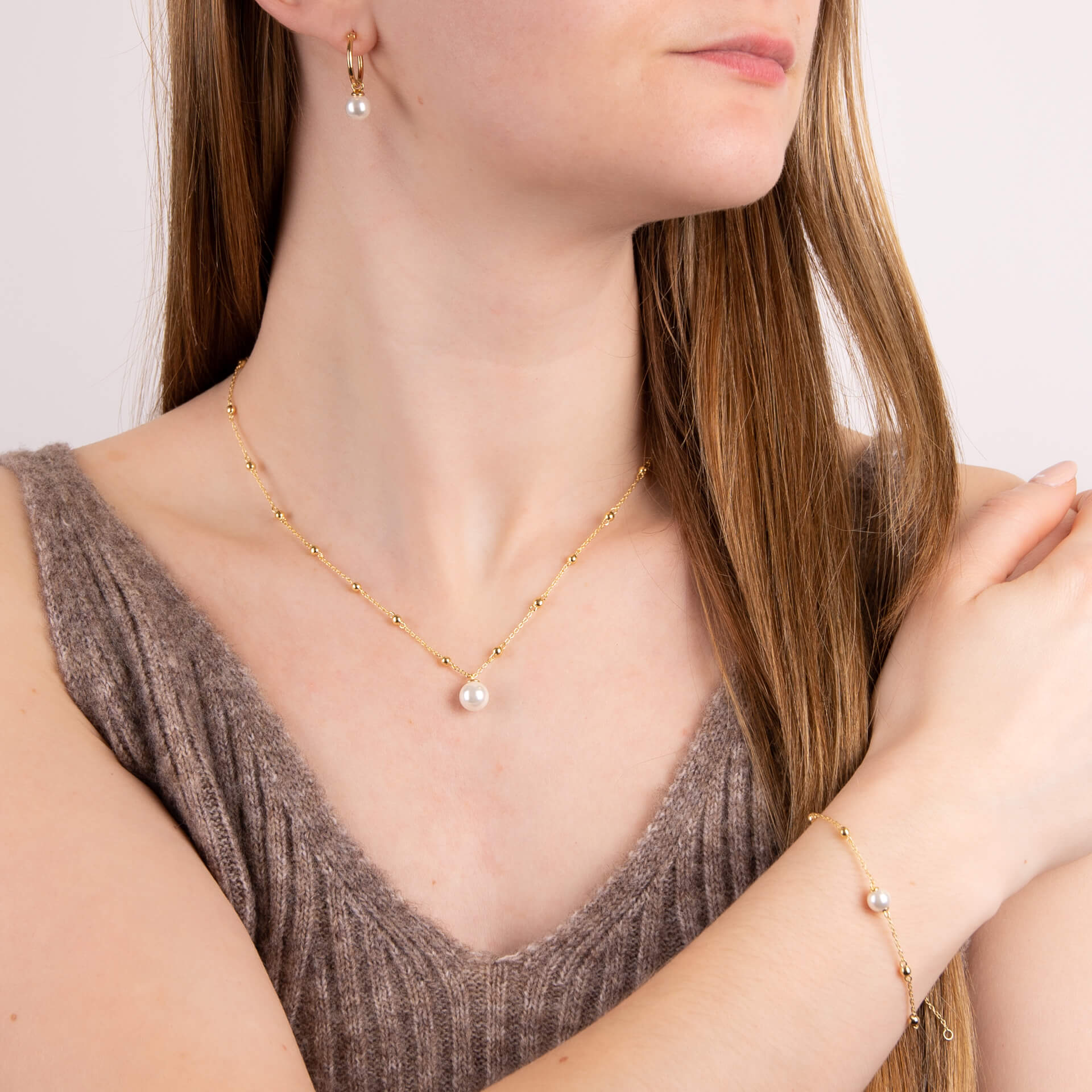 Assembled Hoop Earrings with Shell Pearl