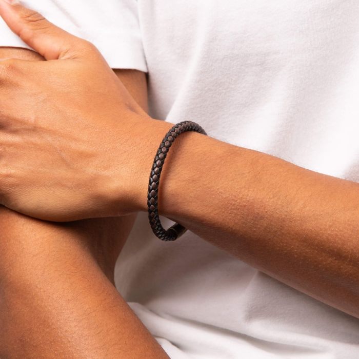 Two Tone Woven Leather Bracelet