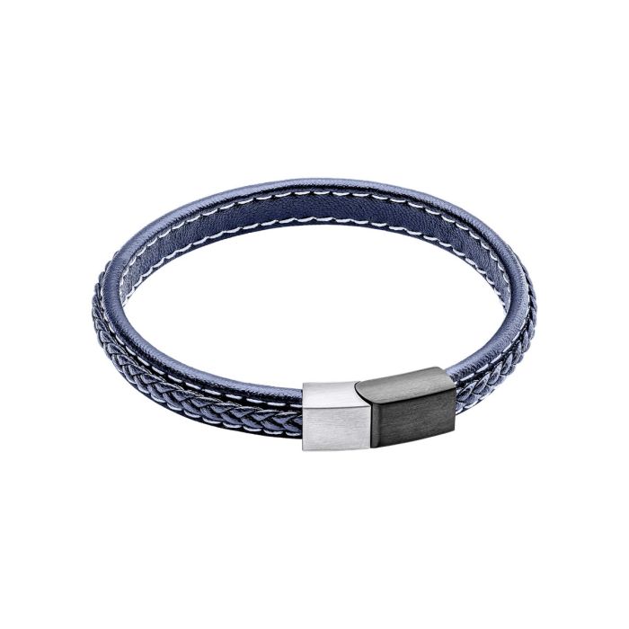 Plait Detail Leather Bracelet With Brushed Finish