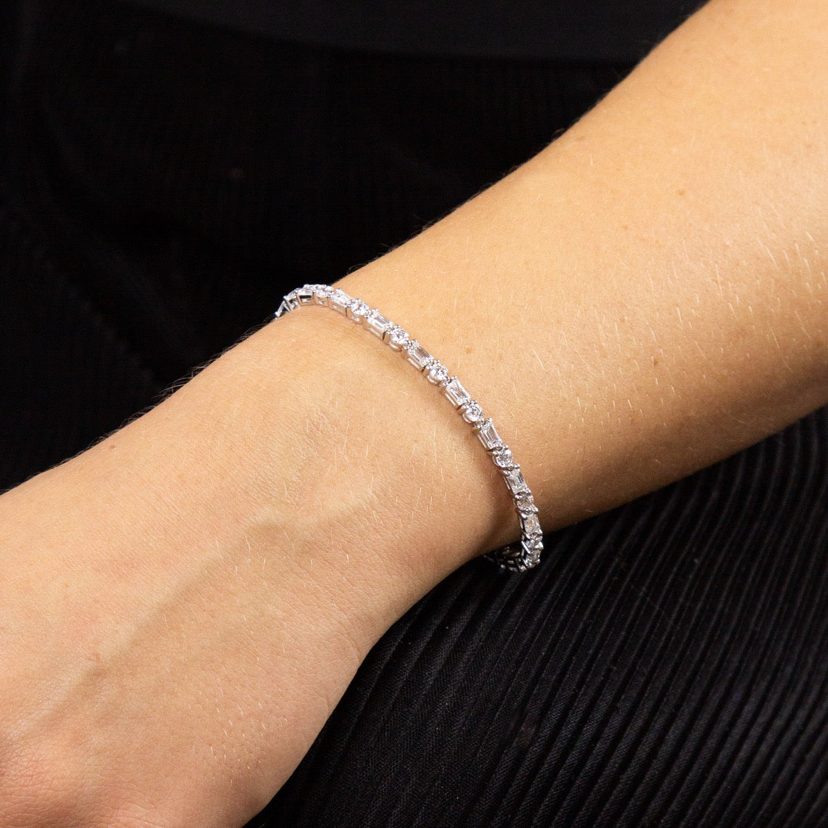 Baguette and Round Zirconia Bracelet