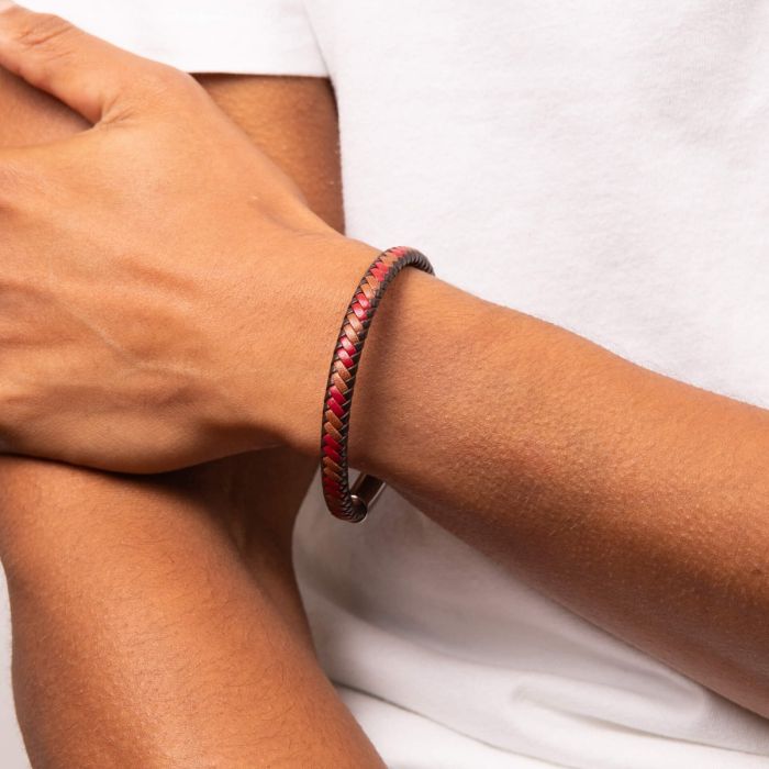 Multi-Tone Woven Leather Bracelet