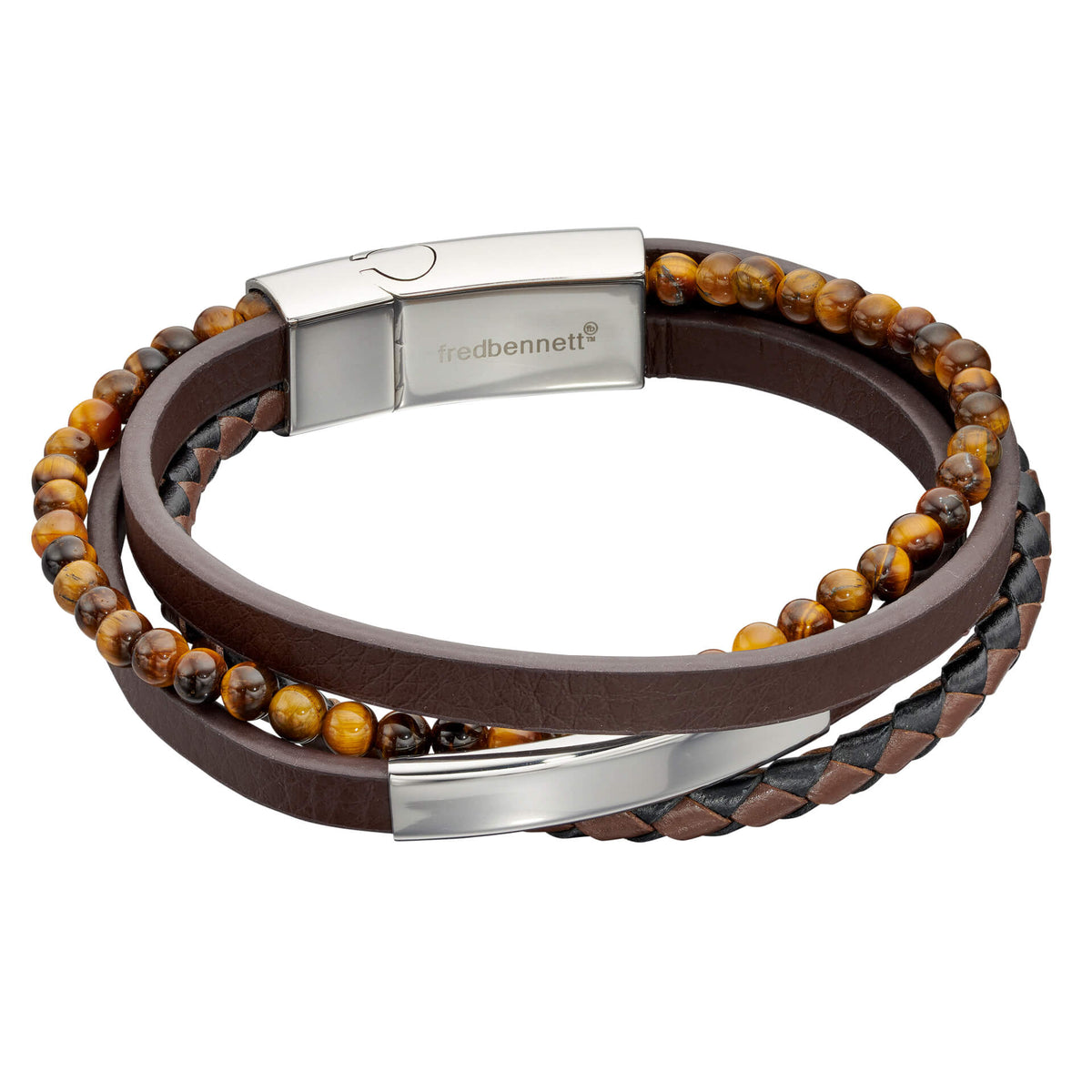 Multi Row Black Leather Bracelet with Lava Beads