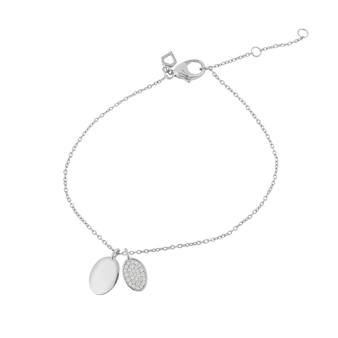 Engravable Tag Bracelet with Pave Set Oval Tag