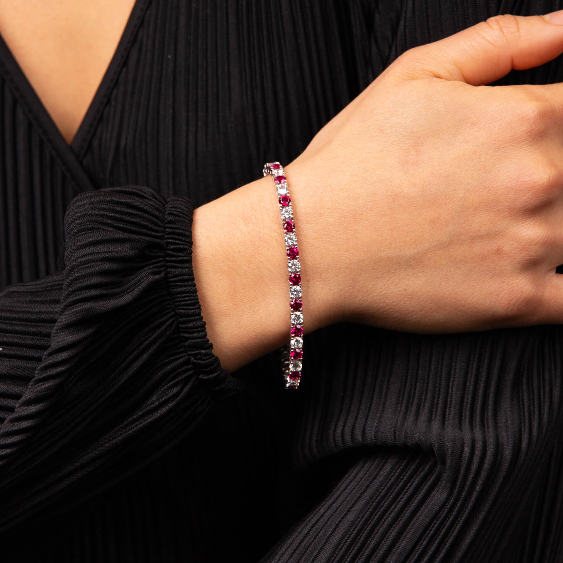 Two Tone Zirconia Tennis Bracelet