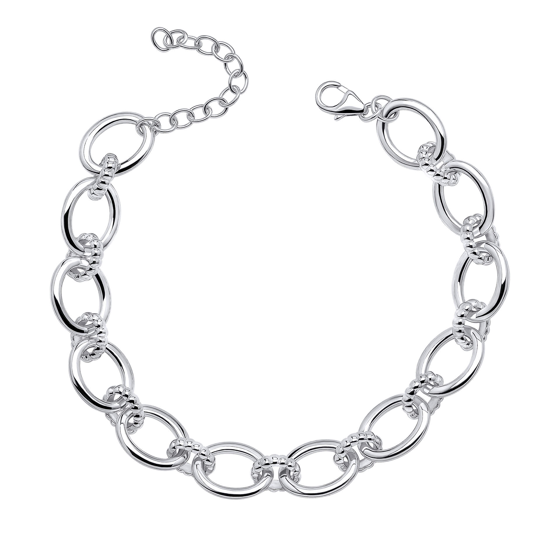 Oval Link Bracelet with Textured Connection Links