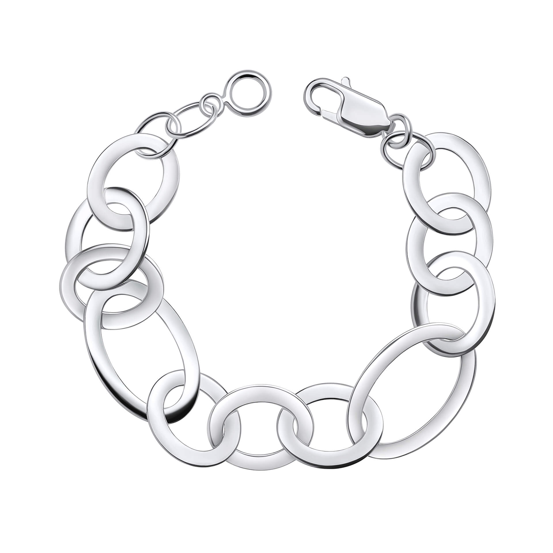 Mixed Size Flat Oval Link Bracelet