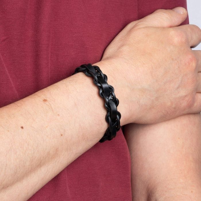 Thick Braided Leather Bracelet