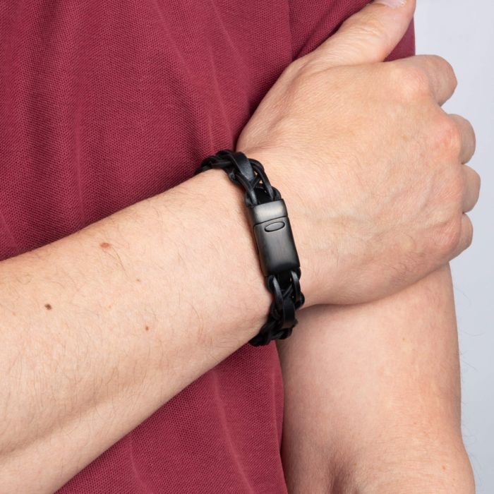 Thick Braided Leather Bracelet