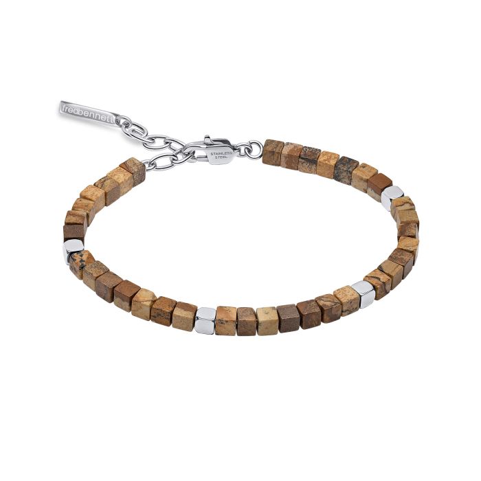 Stainless Steel Bracelet with Semi-Precious Beads