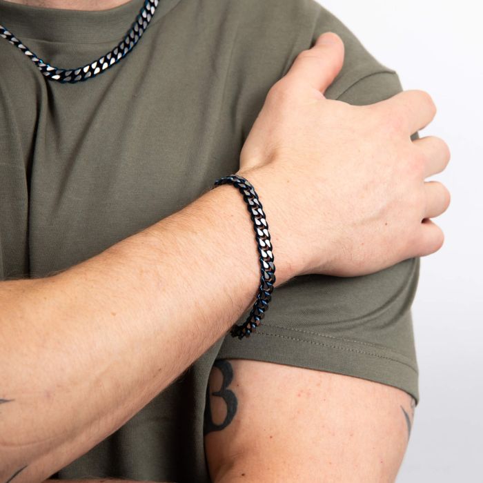 Blue Curb Chain Bracelet
