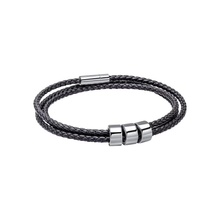 Triple Layer Thin Black Leather Bracelet