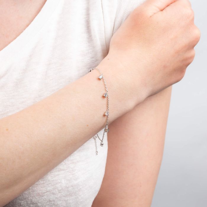 Four Claw Set Zirconia Station Bracelet