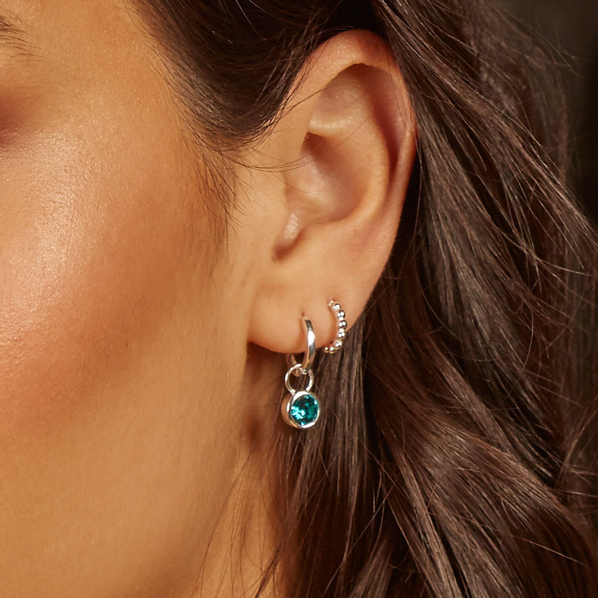 3/4 Ball Hoop Earrings