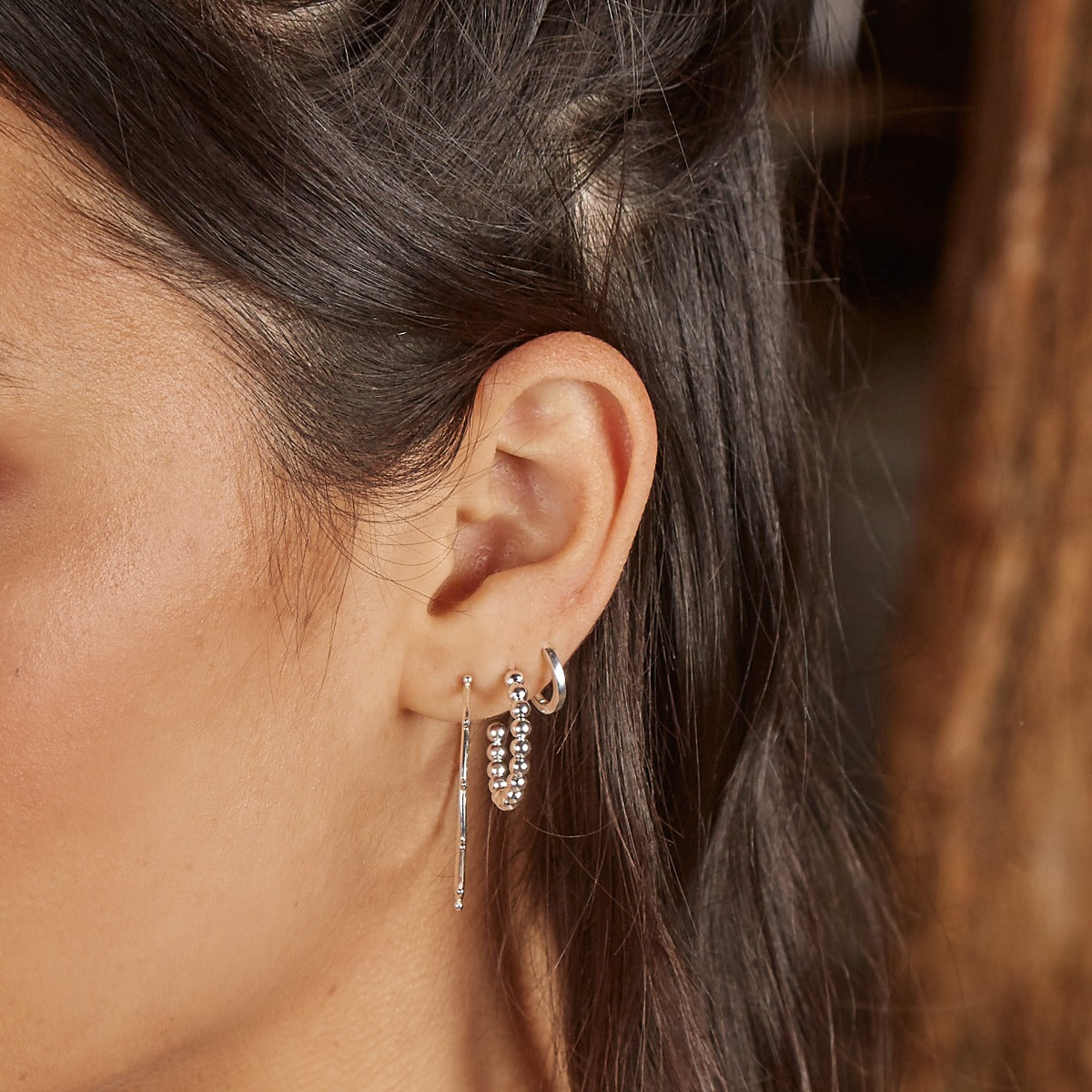 3/4 Ball Hoop Earrings
