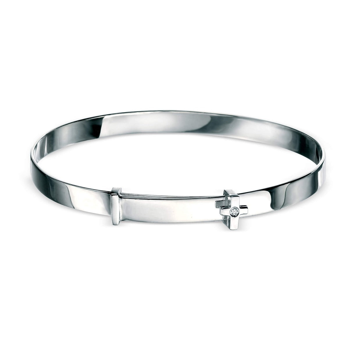 Cross Expanding Bangle with Diamond