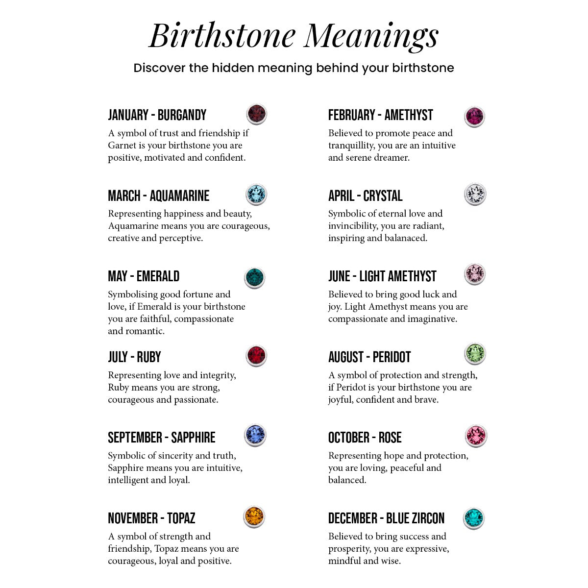 Crystal Birthstone Charm