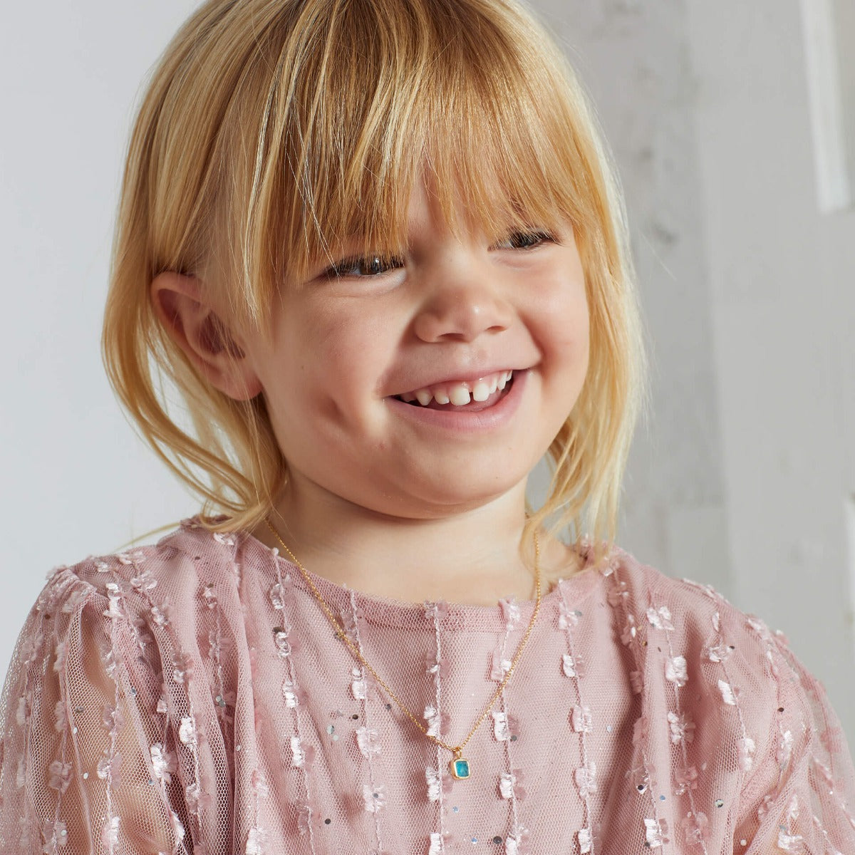 Semi-Precious Birthstone Necklace with Diamond Tag