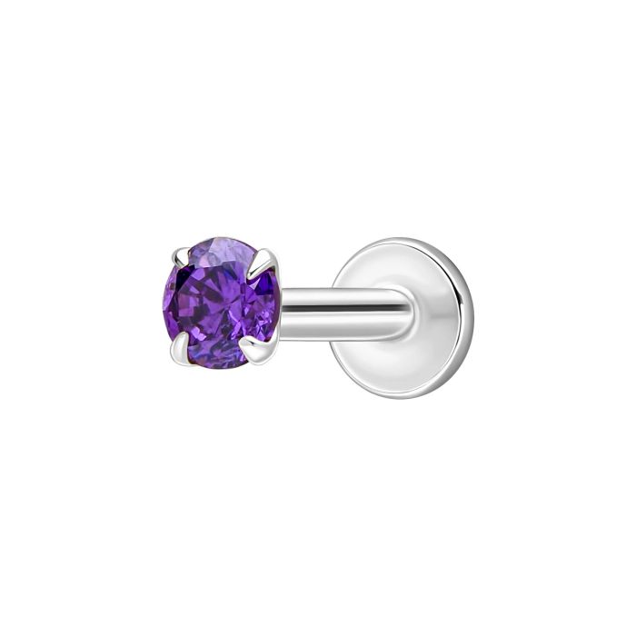 Amethyst Cubic Zirconia Labret Stud Earring