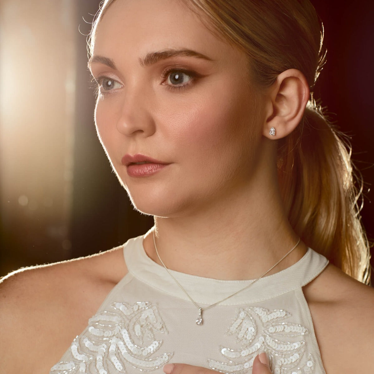 Teardrop Shaped Zirconia Stud Earrings