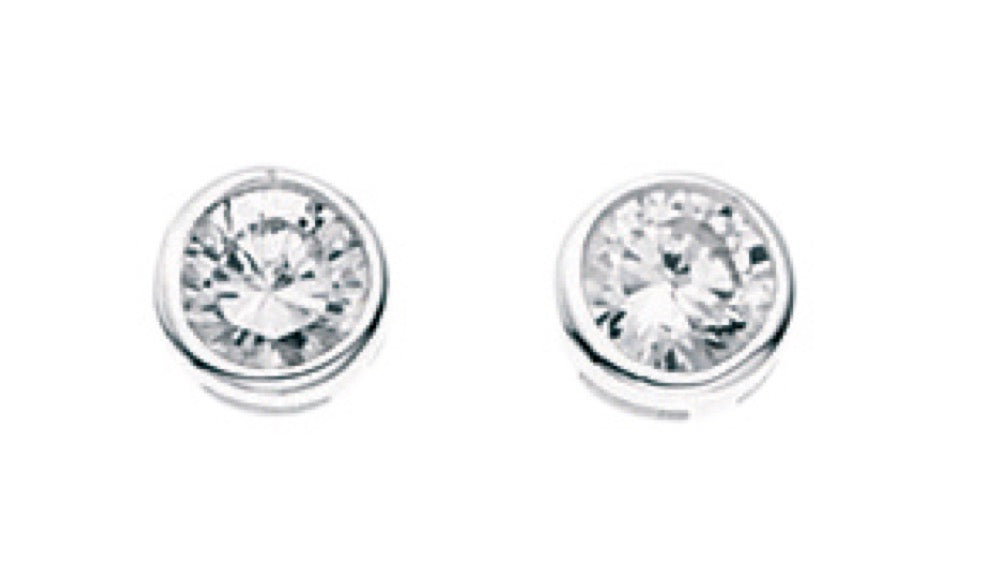 Round Stud Earrings with Cubic Zirconia