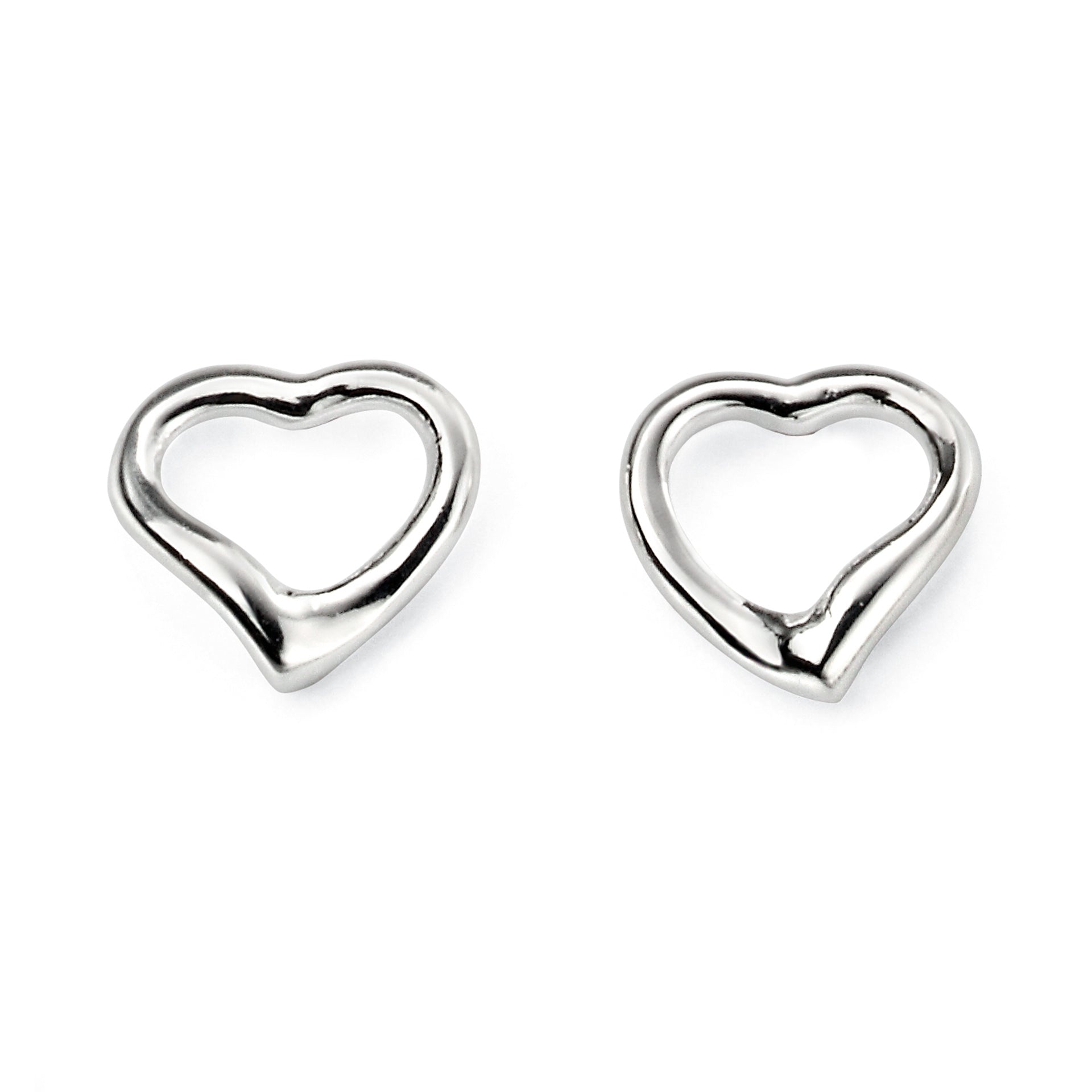 Small Open Heart Stud Earrings