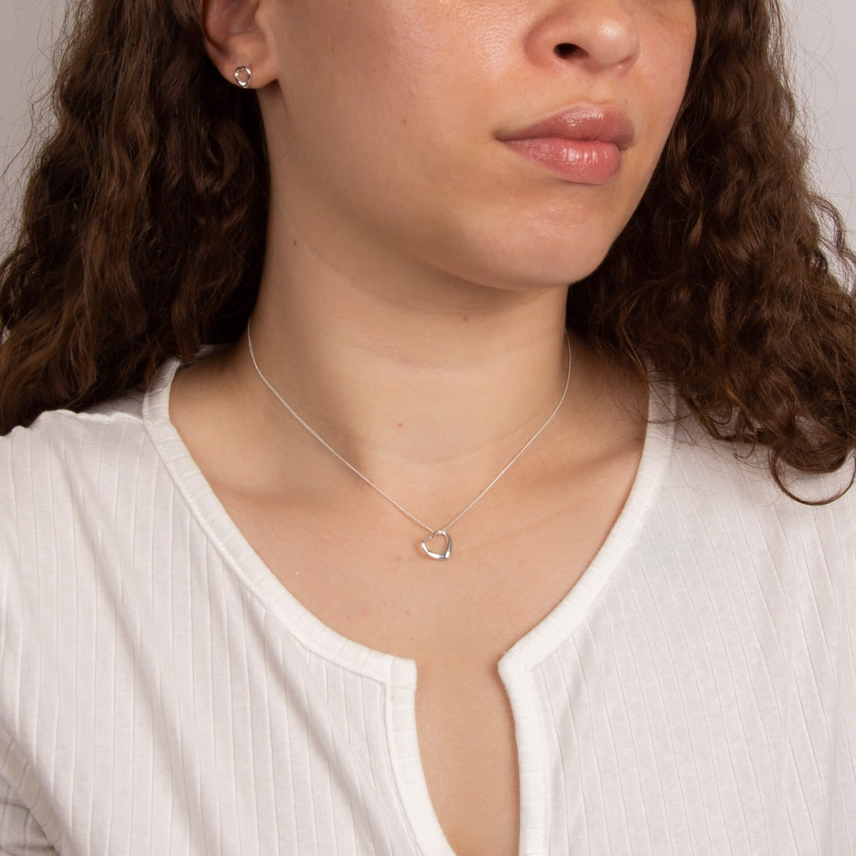 Small Open Heart Stud Earrings
