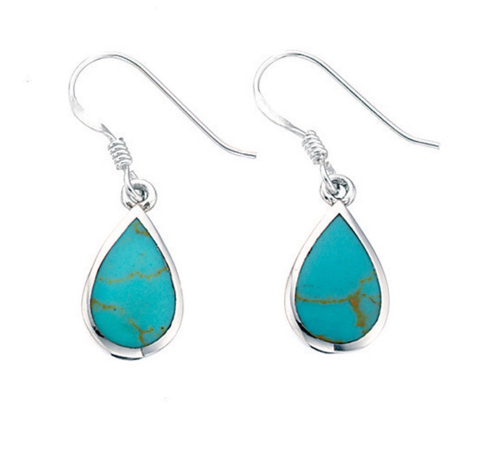 Synthetic Turquoise Teardrop Earrings