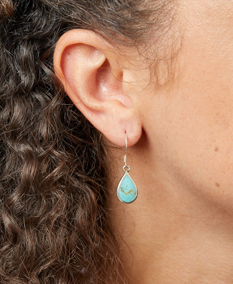 Synthetic Turquoise Teardrop Earrings