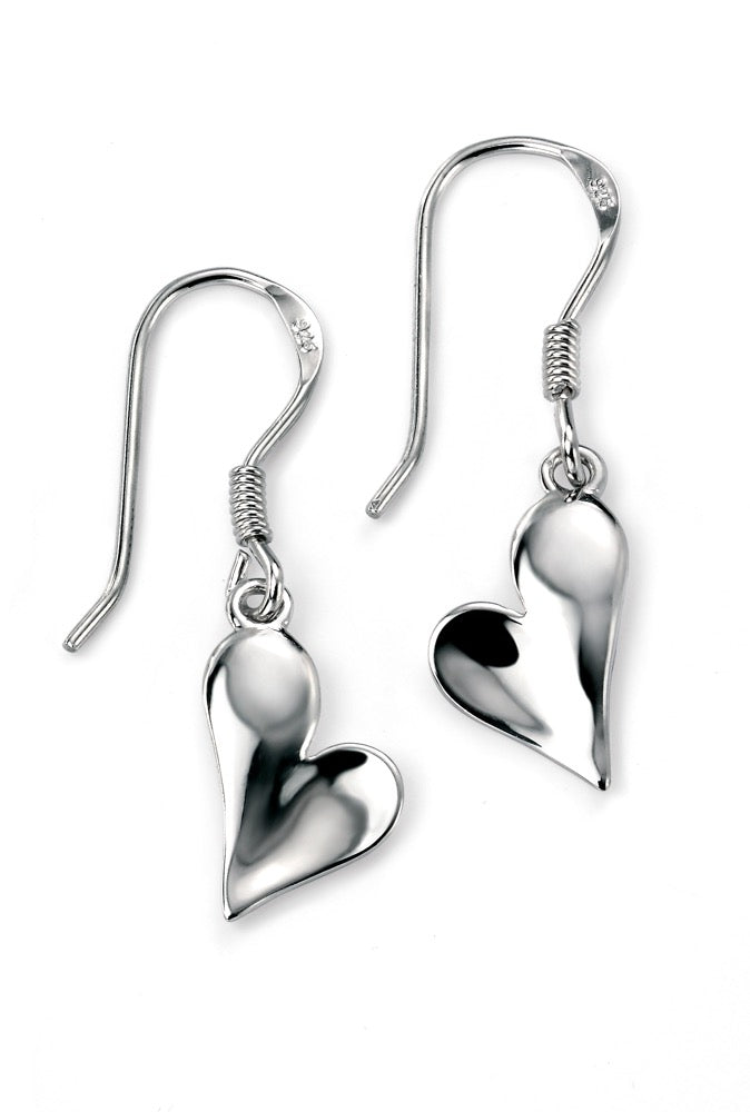 Silver Heart Drop Earring
