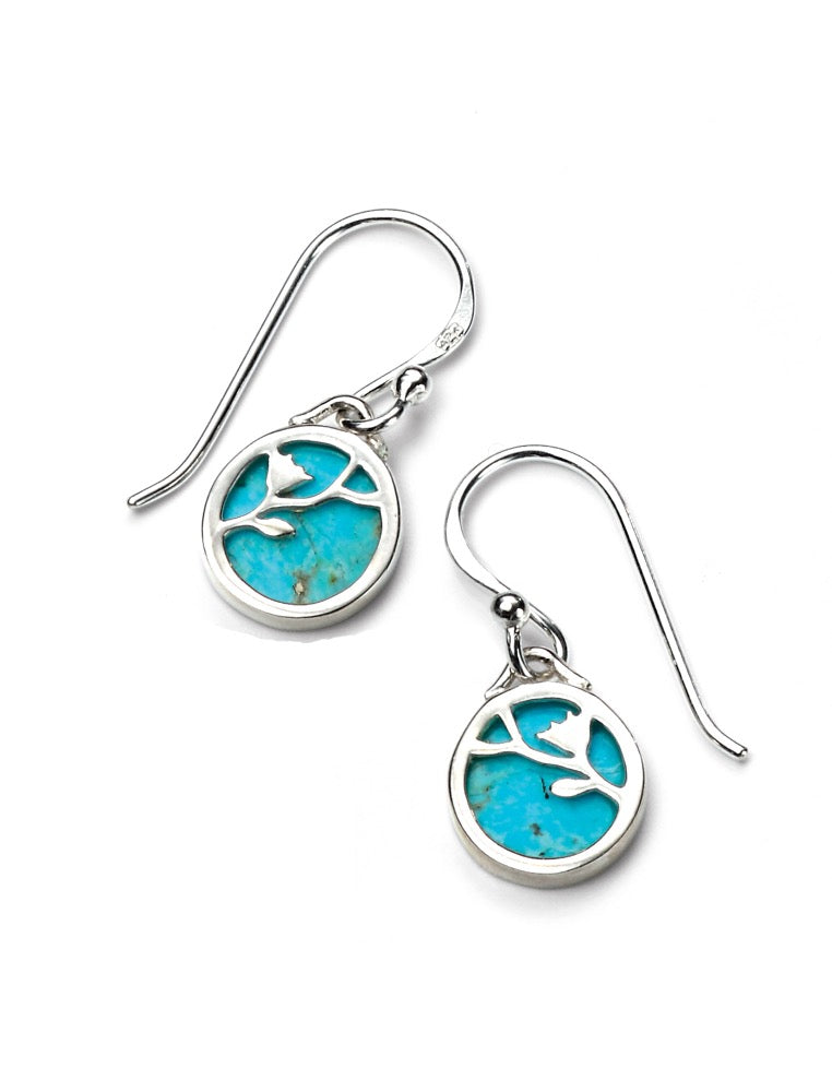 Flower Pattern Earrings with Turquoise Background