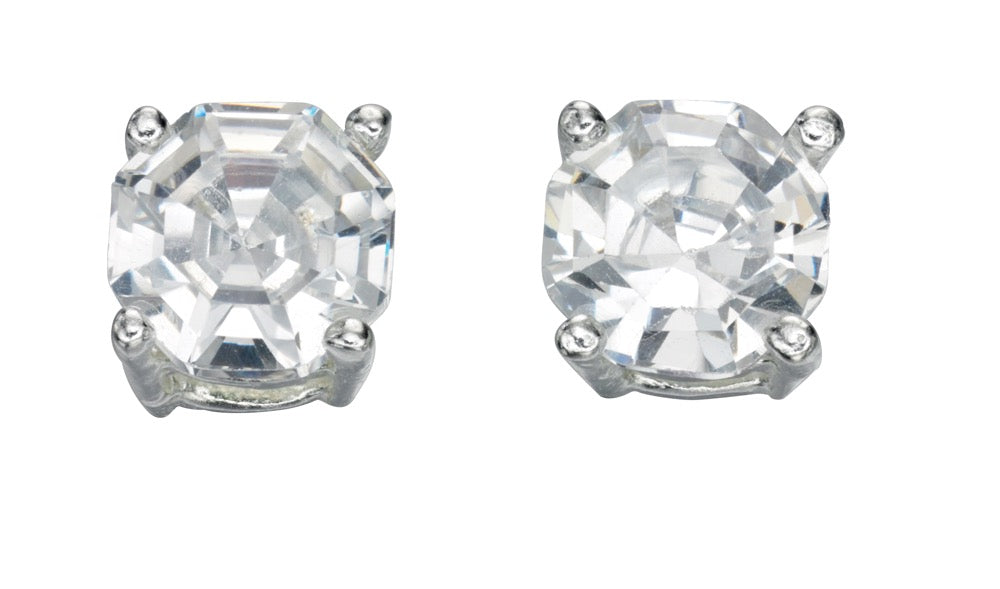 Faceted Stud Earrings with Cubic Zirconia
