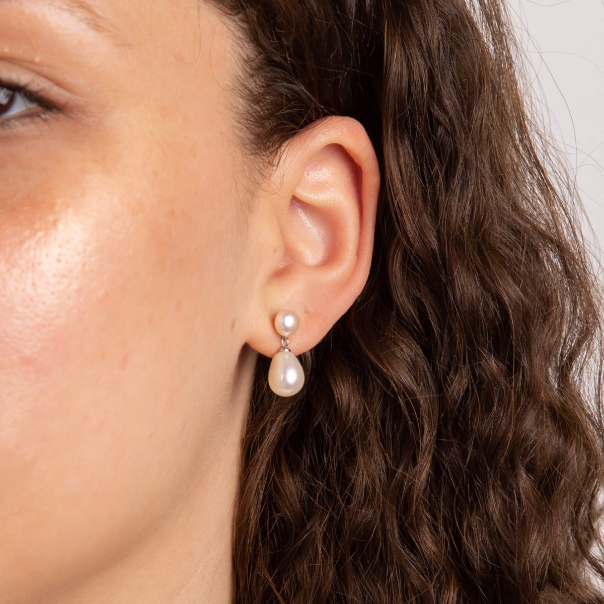 Double Drop Pearl Stud Earrings