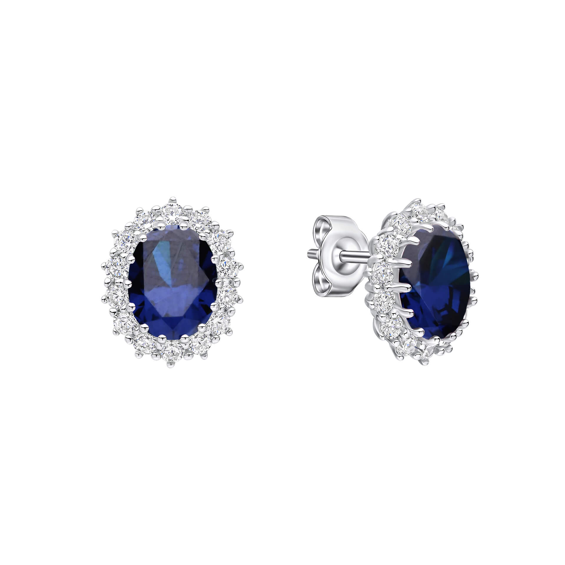 Oval Stud Earrings with Surround