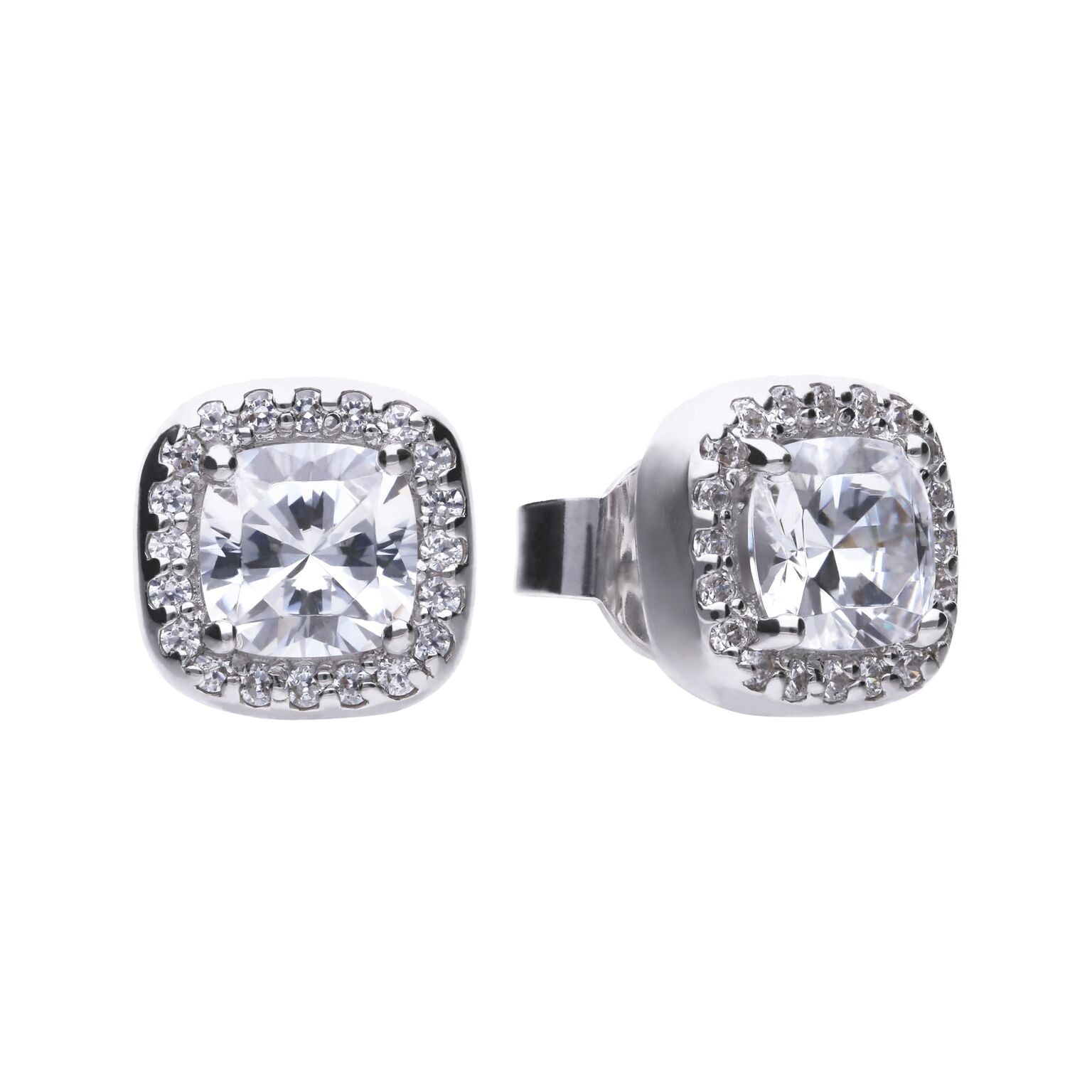 Square Pave Set Stud Earrings