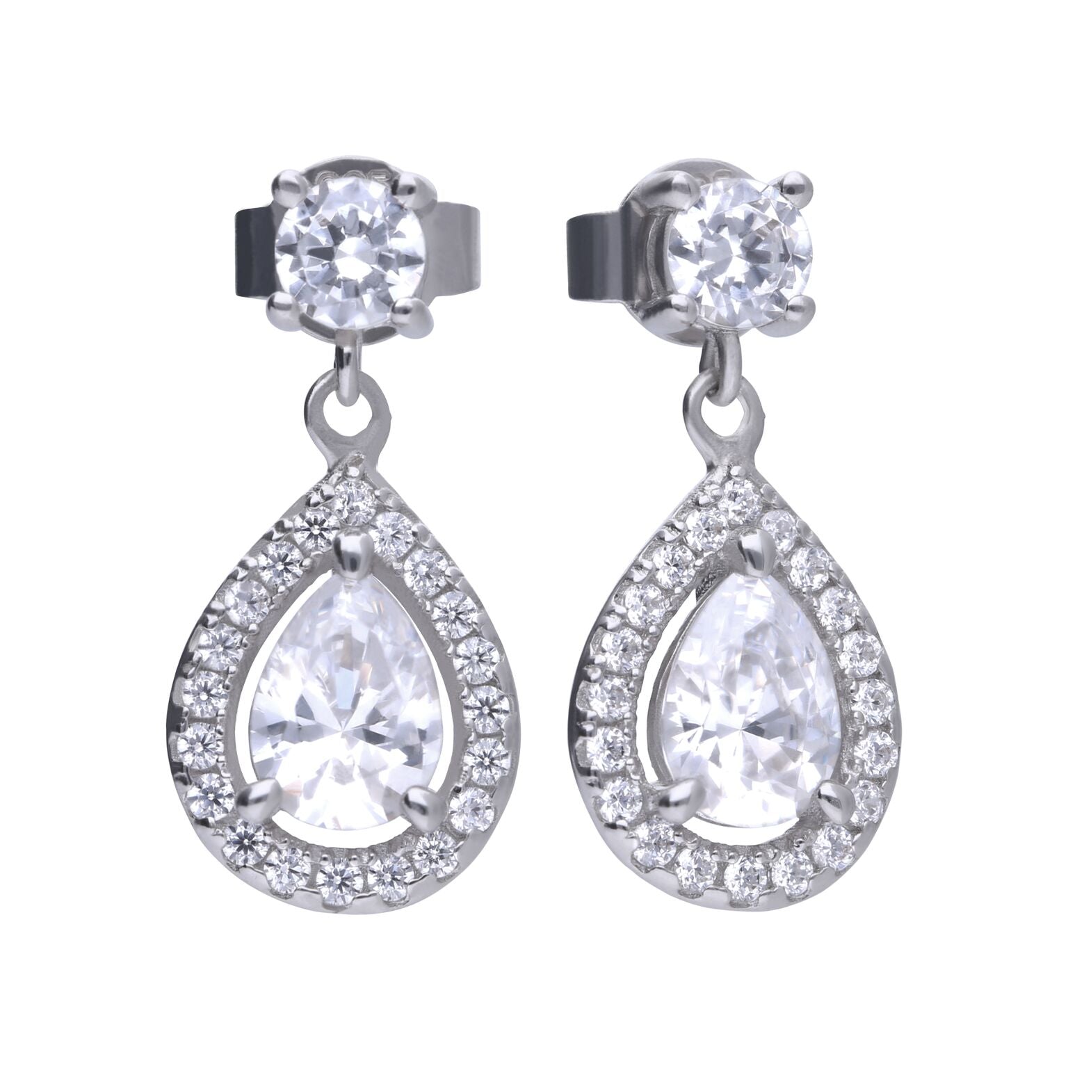 Teardrop Shaped Zirconia Drop Earrings