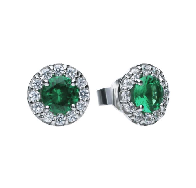 Round Colour Pave Stud Earrings