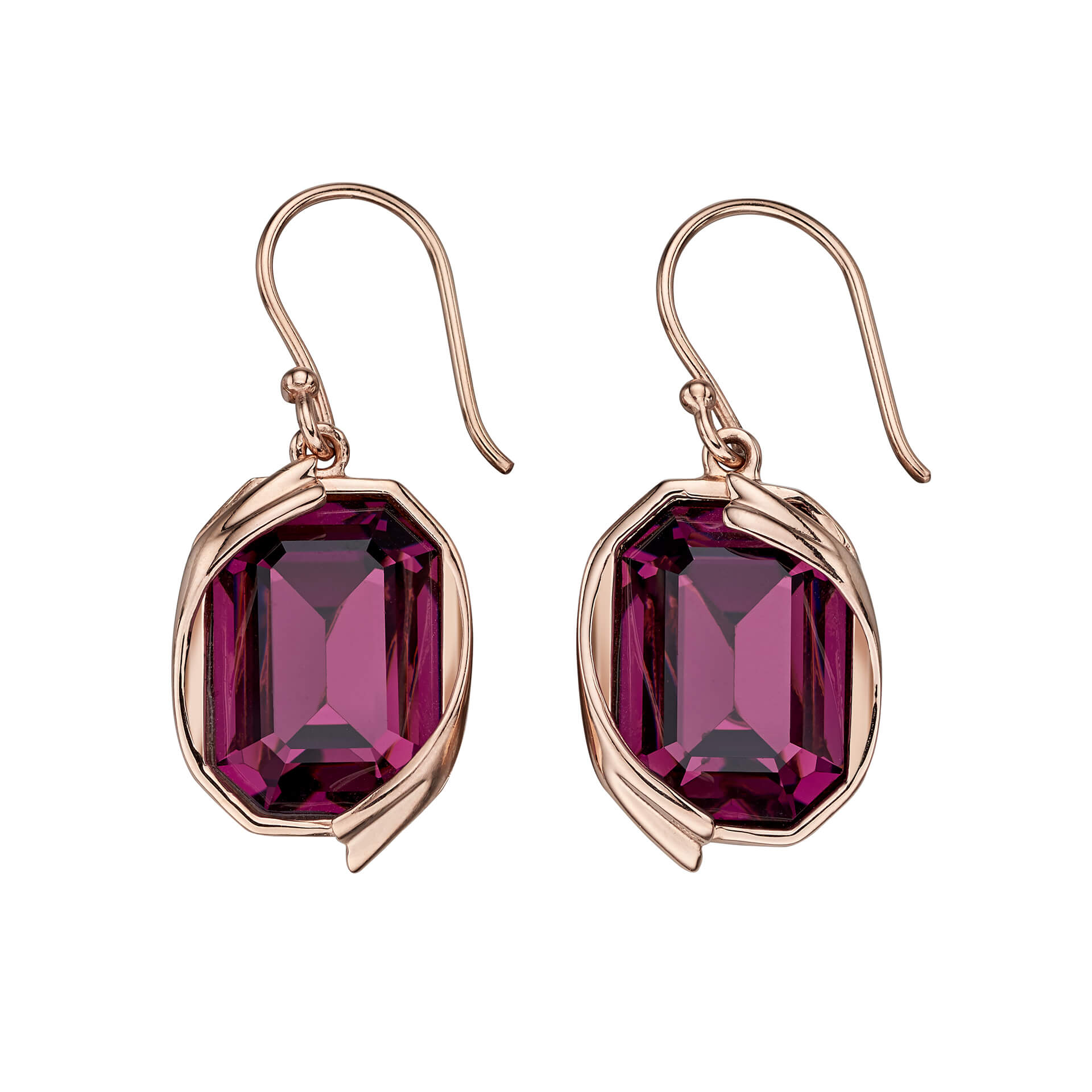 Ribbon Drop Earrings with Amethyst Crystal