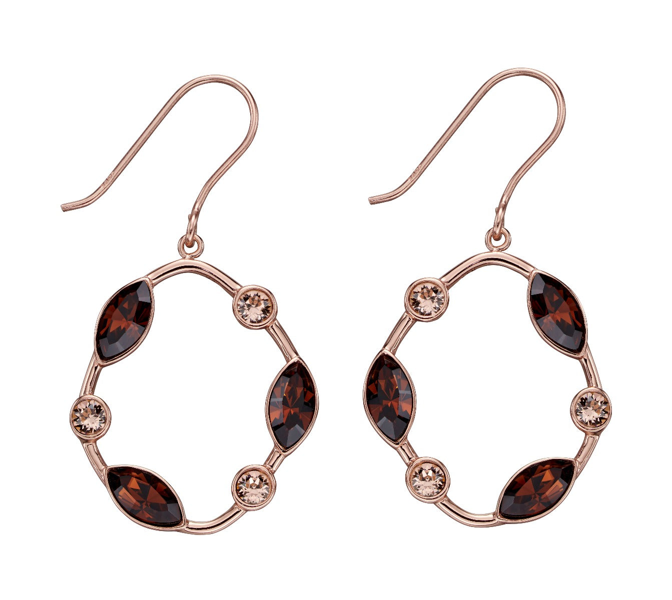 Rose Gold Plated Smoked Topaz Crystal Earrings