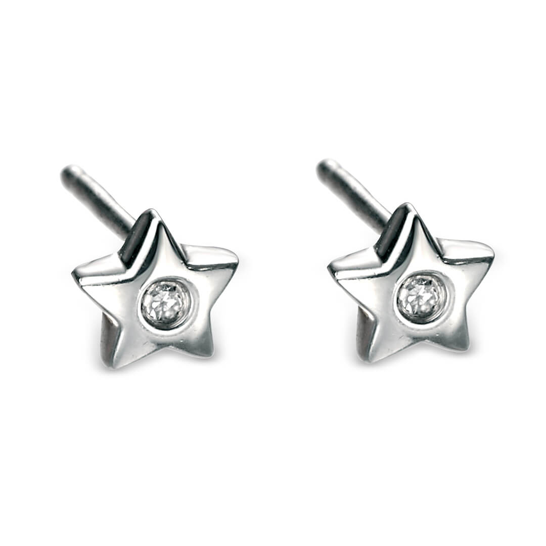 Star Stud Earrings with Diamond