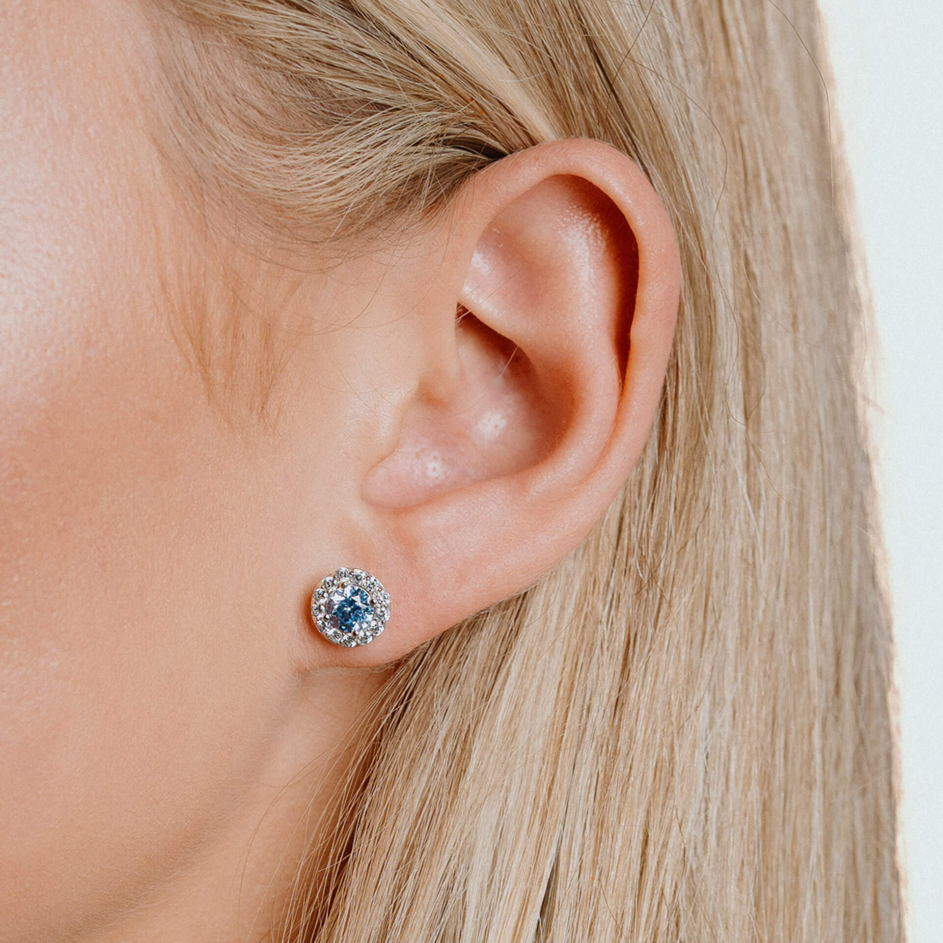 Blue Pave Set Stud Earrings
